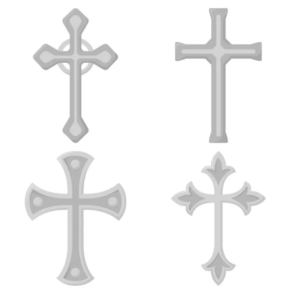 一套白色背景隔离的基督教十字架 — 图库矢量图片