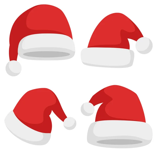 Set Sombrero Santa Claus Aislado Sobre Fondo Blanco — Vector de stock