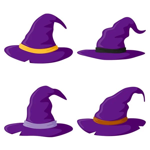 Set Cappello Wizard Isolato Sfondo Bianco — Vettoriale Stock