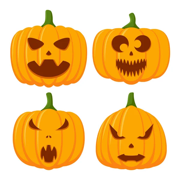 Halloween Pumpkin Face Collection Vector Illustration — Stock Vector