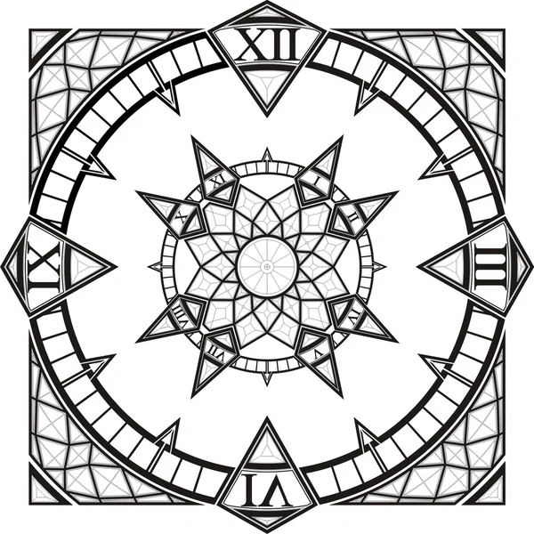 Часы Gothic Compass Vector — стоковый вектор
