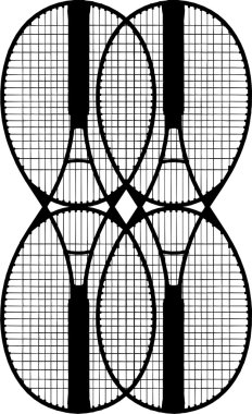 dört tenis raketi siluetleri vektör