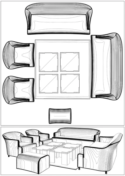 Vector de muebles de sala de estar moderna — Archivo Imágenes Vectoriales