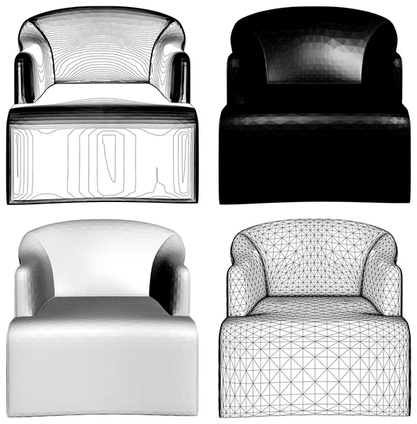 Sillones negros y blancos modernos Vector — Vector de stock