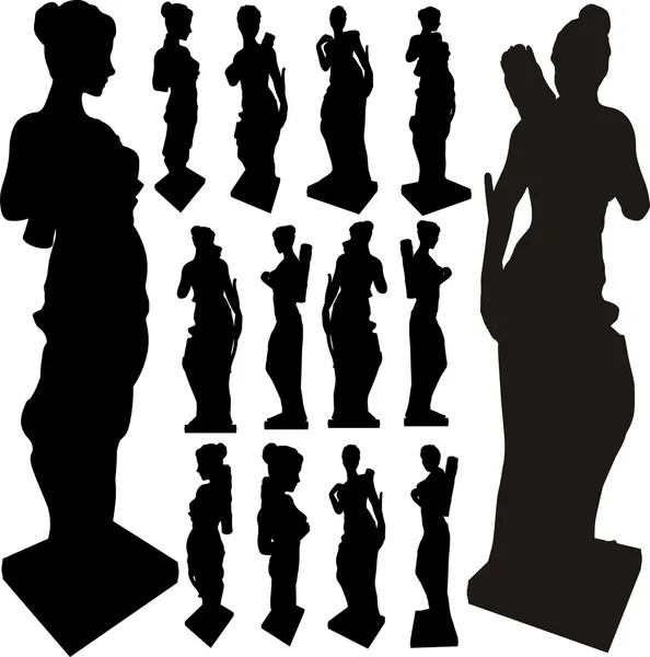 Statue antique de silhouettes de femme vecteur — Image vectorielle