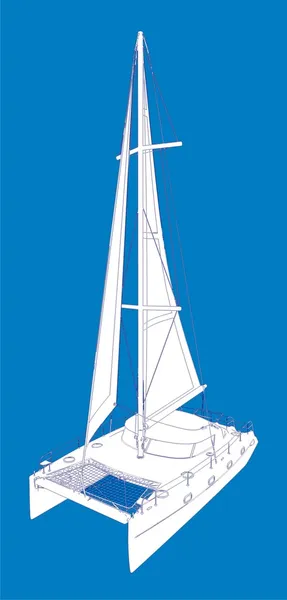 Catamarã Boat Vector — Vetor de Stock