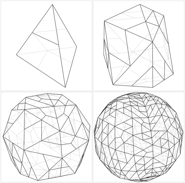 From Tetrahedron To The Ball Sphere Lines Vector — Stock Vector