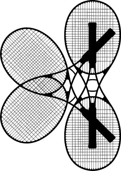 Four Tennis Racket Silhouettes Vector — Stock Vector
