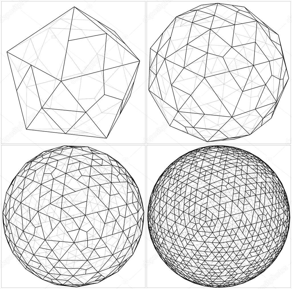 From Icosahedron To The Ball Sphere Lines Vector
