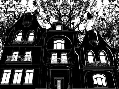 perili ev yarasalar halloween plan vektör