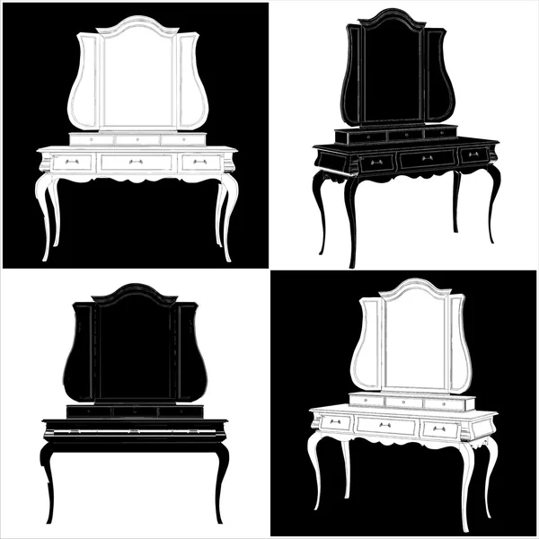 Antique Mirror Commode Vector 11 — Stock Vector