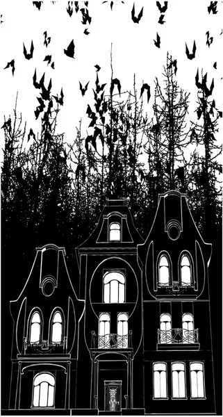 Haunted House Bats Halloween Background Vector — Stock Vector