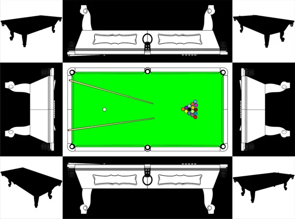 ビリヤードのスヌーカー テーブルのベクトル — ストックベクタ