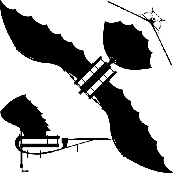 Macchina volante Leonardo Hang Glider Vector — Vettoriale Stock