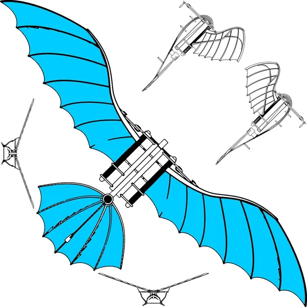 Maszyny latającej Leonarda lotnią wektor — Wektor stockowy