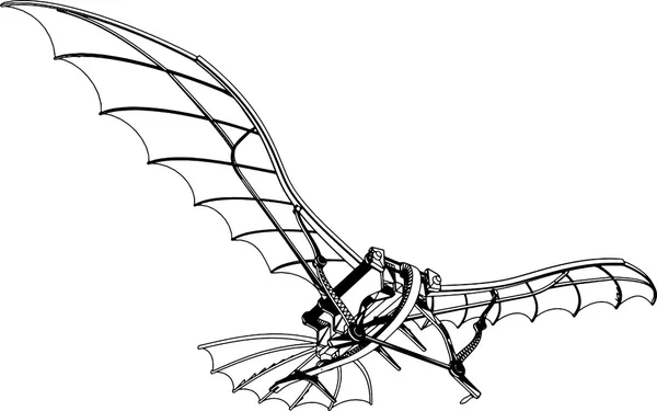 Flying machine leonardo hang zweefvliegtuig vector — Stockvector