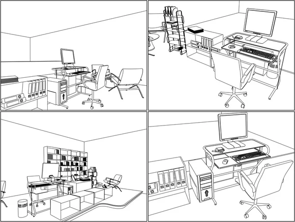 Vector interior de la sala de oficina — Vector de stock