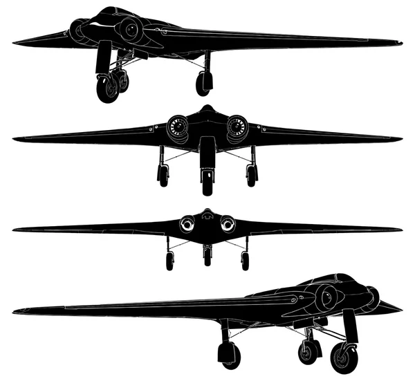 Militaire vliegtuigen met deltavleugels vector — Stockvector