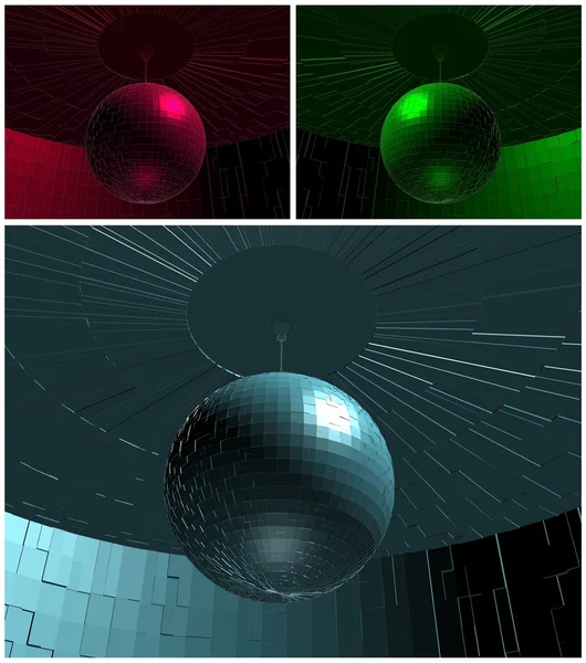 RGB Color Disco Ball In Room Vector — Stock Vector