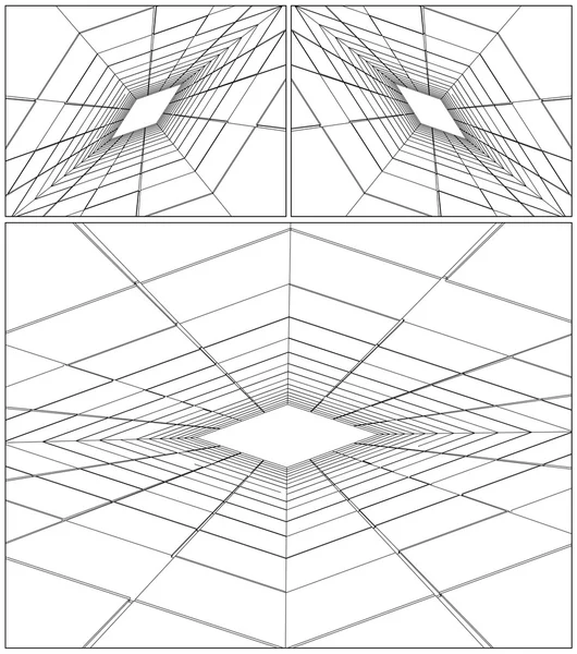 Construction de trois tunnels abstraits en forme de vecteur de visage — Image vectorielle