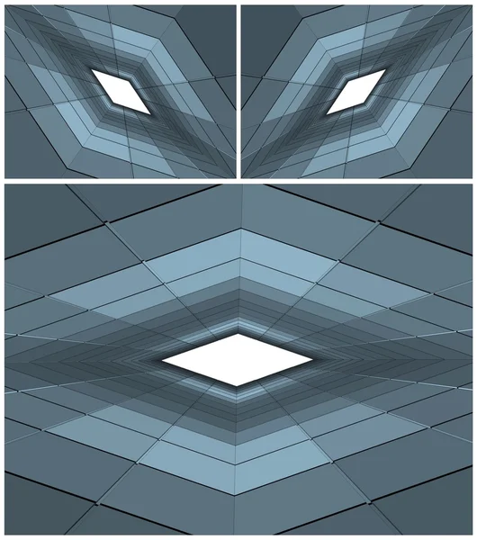 Drie abstracte tunnels bouw in vorm van gezicht vector — Stockvector