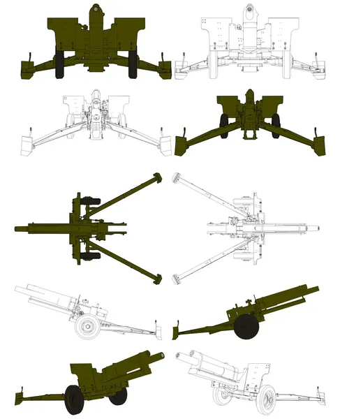 Vector de artillería de campo de cañón — Vector de stock