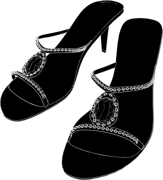 Vektor Sepatu Wanita Cantik Sandal - Stok Vektor