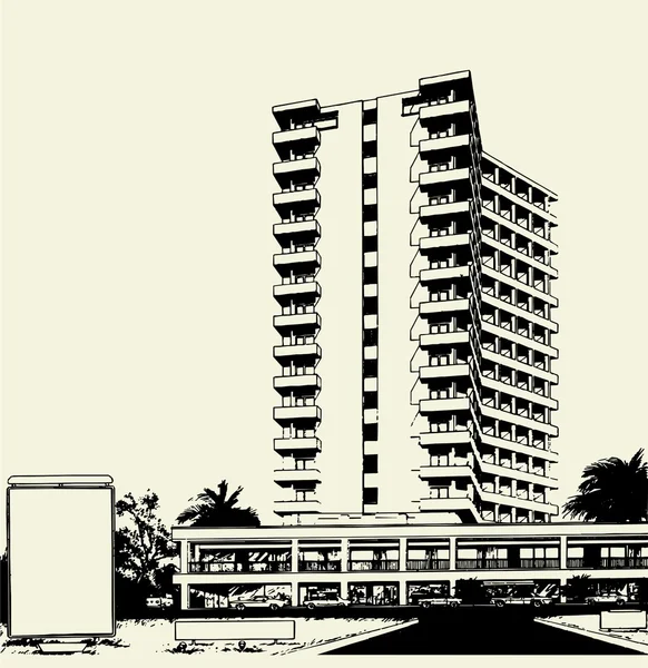 Hotel edificio vector — Archivo Imágenes Vectoriales