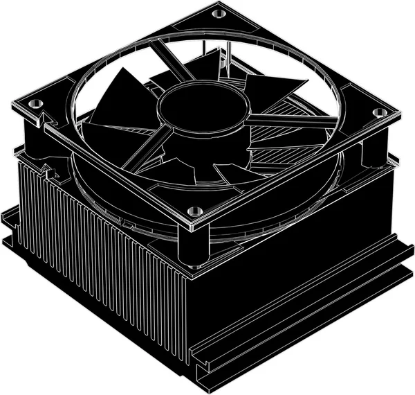 コンピューターの cpu クーラーのベクトル — ストックベクタ