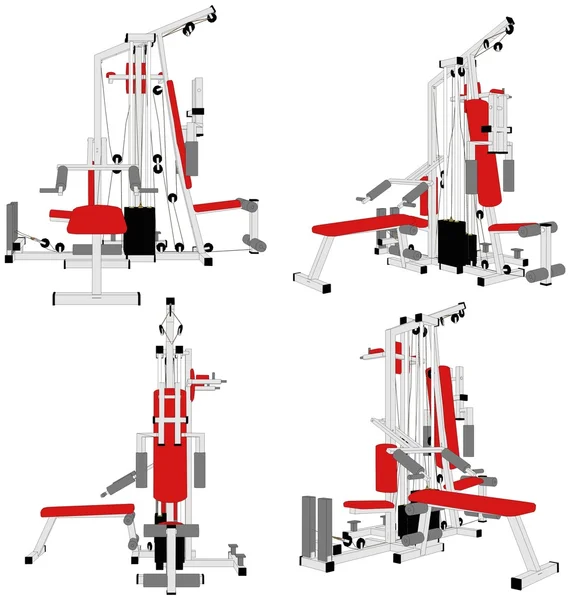 खेल प्रशिक्षण वेक्टर के लिए फिटनेस होम सिम्युलेटर जिम — स्टॉक वेक्टर