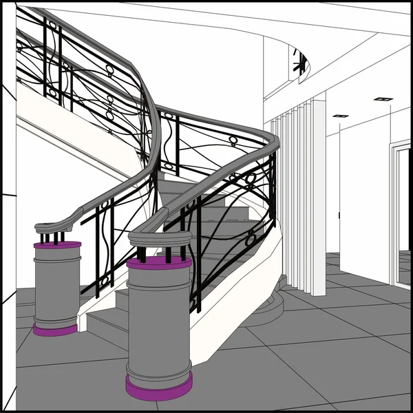 Wendeltreppen Konstruktionsvektor — Stockvektor