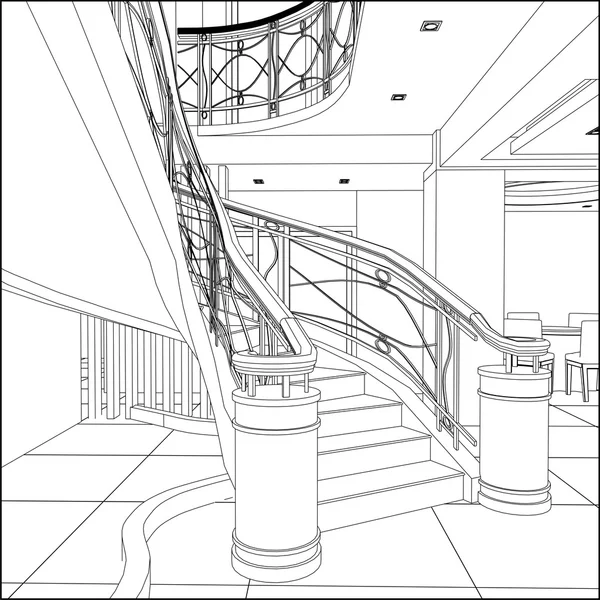 螺旋楼梯的建筑矢量 — 图库矢量图片