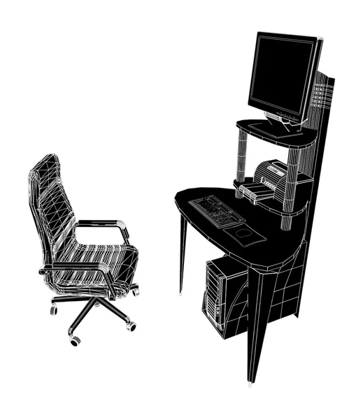 Рабочее место Office Table Vector — стоковый вектор
