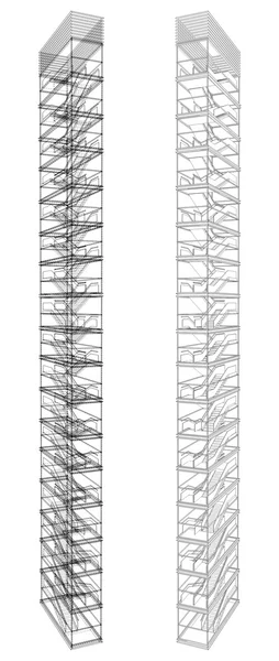 Geometrické schodiště vysoké budovy vektoru — Stockový vektor