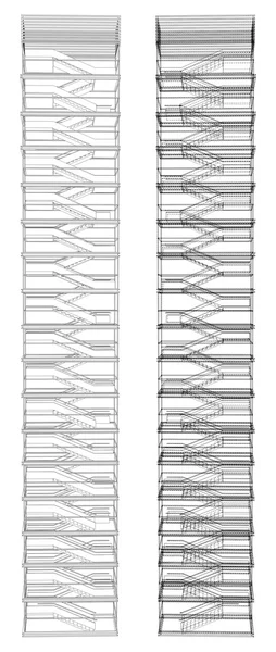 几何楼梯的高层建筑矢量 — 图库矢量图片