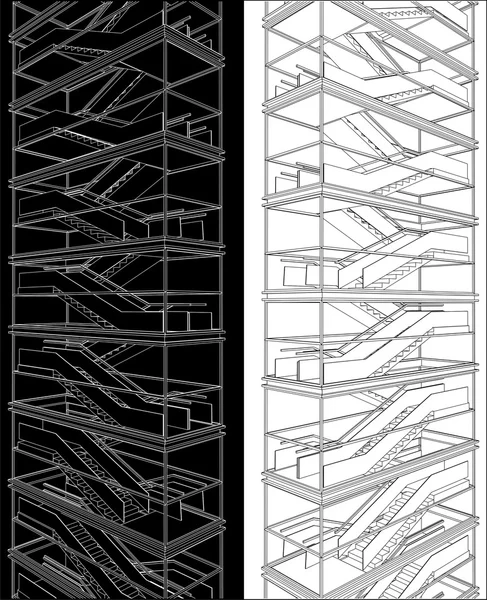 Geometrické schodiště vysoké budovy vektoru — Stockový vektor