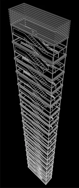 Geometriai lépcső magas épület vektor — Stock Vector