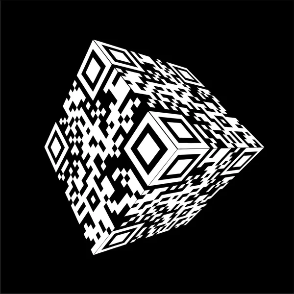 Modern Cube qr code Vector — Stock Vector