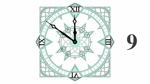 Gotický kostka hodiny odpočítávání od 10 do 0 animace 02 — Stock video