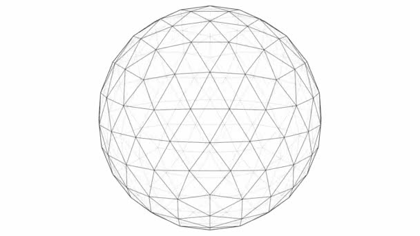 From Icosahedron to The Ball Sphere Lines Animation — стоковое видео