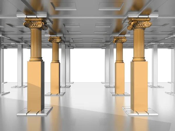 Gümüş 06 koridorda altın antika pillars — Stok fotoğraf