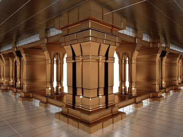 Gümüş 08 koridorda altın antika pillars — Stok fotoğraf