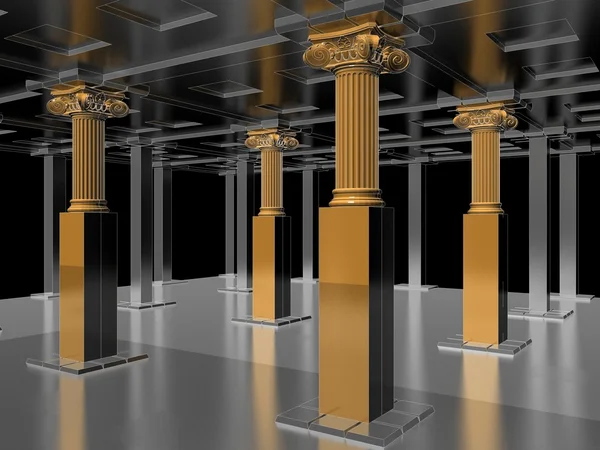 Gümüş 07 koridorda altın antika pillars — Stok fotoğraf