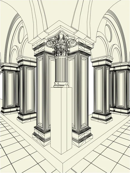 Antieke pilaren in de vector Hal 11 — Stockvector