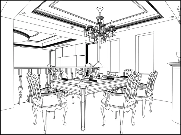 Dining Room Vector 03 — Stock Vector