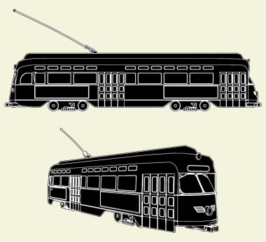 eski tramvay arabası vektör 02