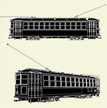 eski tramvay arabası vektör 01