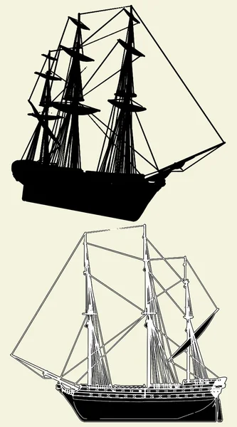 The Ancient Sailing Ship Vector 03 — Stock Vector