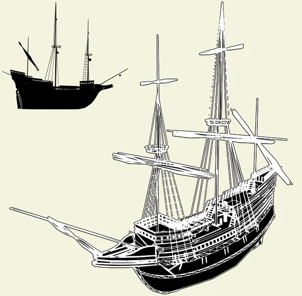 The Ancient Ship Vector 04 — Stock Vector