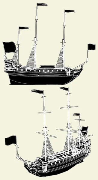 The Ancient Sailing Ship Vector 02 — Stock Vector